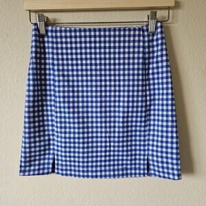 Blue and white checkered love on the hanger plaid mini skirt Size 1